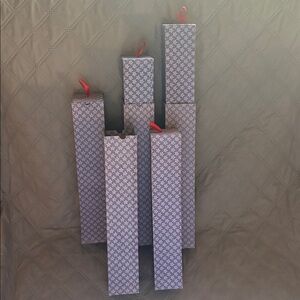 Set of Patterned Lavender Floral Empty Scroll Boxes with Pull Tabs - Vintage